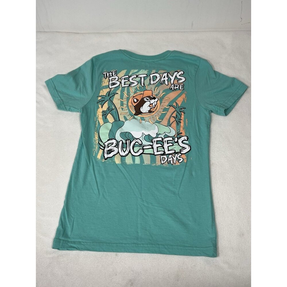 Adult Size Small Buc-ees T Shirt Teal Summer Best Days Waves Beach Sun - Picture 4 of 8